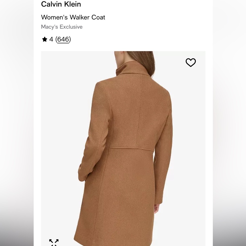 Calvin Klein walker coat stand collar for Macys - Picture 4 of 16
